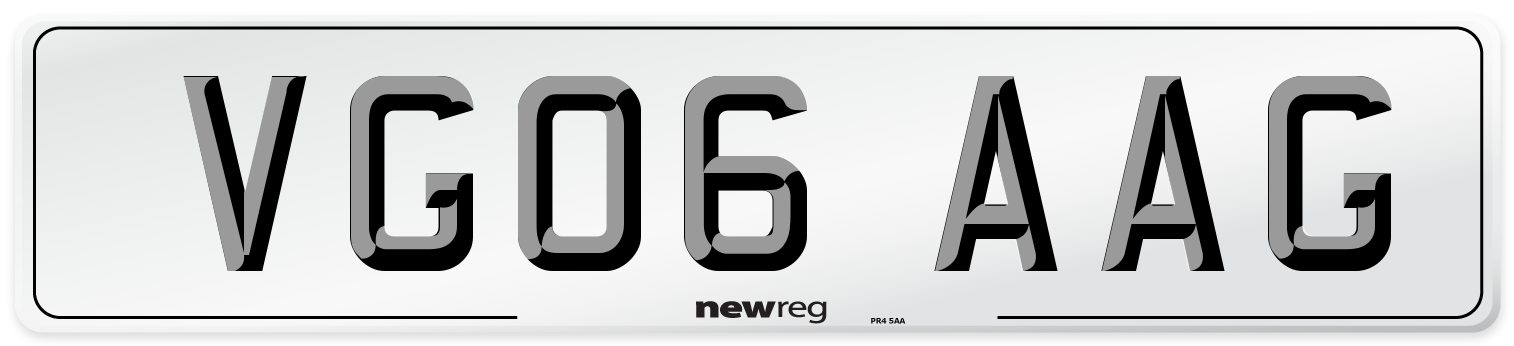 VG06 AAG Number Plate from New Reg